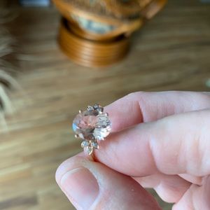 MORGANITE RING,HUGE in ROSE GOLD Size 7
